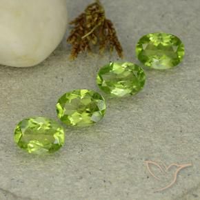 5.43 ctw Green Peridot Stones, Natural Peridot in Oval Facet Shape for Sale