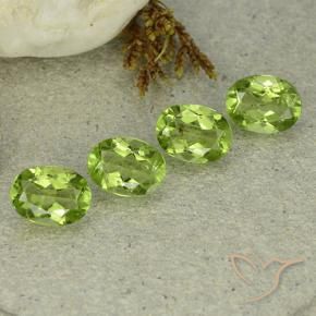 5.57 ctw Green Peridot Stones, Natural Peridot in Oval Facet Shape for Sale