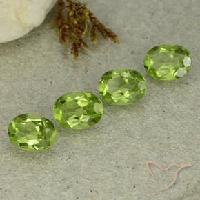 5.53 ctw Green Peridot Stones, Natural Peridot in Oval Facet Shape for Sale