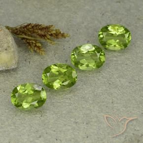 5.51 ctw Green Peridot Stones, Natural Peridot in Oval Facet Shape for Sale