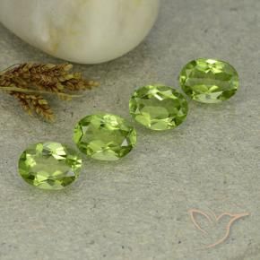 4.98 ctw Green Peridot Stones, Natural Peridot in Oval Facet Shape for Sale