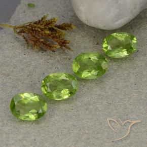4.95 ctw Green Peridot Stones, Natural Peridot in Oval Facet Shape for Sale