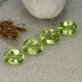5.34 ctw Green Peridot Stones, Natural Peridot in Oval Facet Shape for Sale