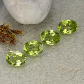 4.96 ctw Green Peridot Stones, Natural Peridot in Oval Facet Shape for Sale
