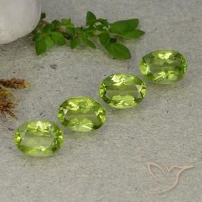 5.16 ctw Green Peridot Stones, Natural Peridot in Oval Facet Shape for Sale