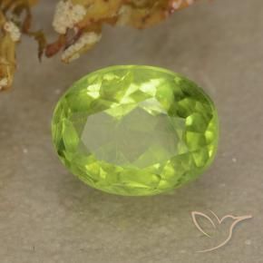 1.15 ct Green Peridot Stone, Natural Peridot in Oval Facet Shape for Sale