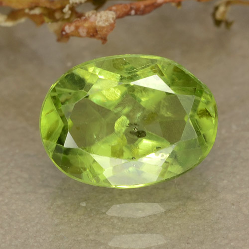 Light Lively Green Хризолит Камень - 1.4ct Фасетный Овал (ID: 484300)