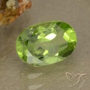 1.20 ct Green Peridot Stone, Natural Peridot in Oval Facet Shape for Sale