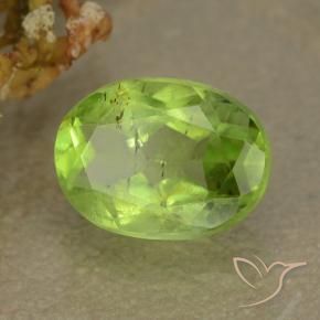1.31 ct Green Peridot Stone, Natural Peridot in Oval Facet Shape for Sale