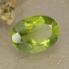 1.37 ct Green Peridot Stone, Natural Peridot in Oval Facet Shape for Sale