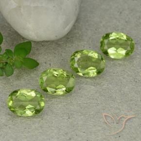 4.79 ctw Green Peridot Stones, Natural Peridot in Oval Facet Shape for Sale