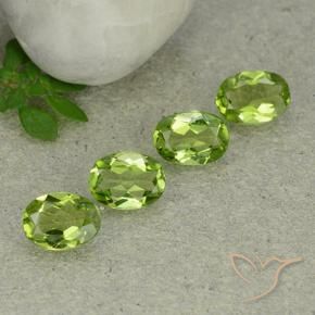 4.79 ctw Green Peridot Stones, Natural Peridot in Oval Facet Shape for Sale