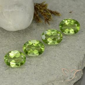 5.28 ctw Green Peridot Stones, Natural Peridot in Oval Facet Shape for Sale