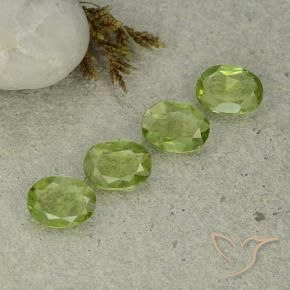 3.92 ctw Green Peridot Stones, Natural Peridot in Oval Facet Shape for Sale