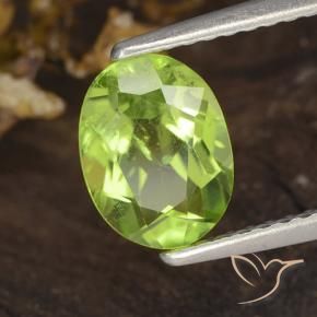 1.38 ct Green Peridot Stone, Natural Peridot in Oval Facet Shape for Sale