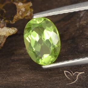 1.31 ct Green Peridot Stone, Natural Peridot in Oval Facet Shape for Sale