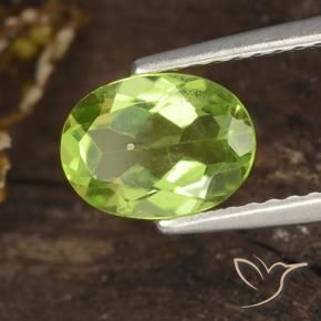 1.20 ct Green Peridot Stone, Natural Peridot in Oval Facet Shape for Sale
