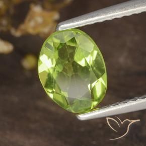1.19 ct Green Peridot Stone, Natural Peridot in Oval Facet Shape for Sale