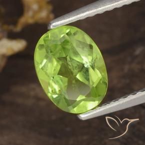 1.35 ct Green Peridot Stone, Natural Peridot in Oval Facet Shape for Sale