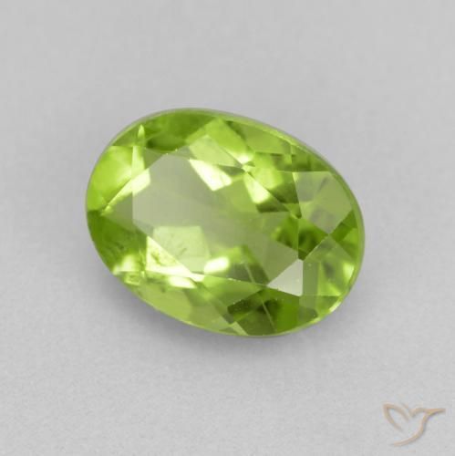 1.37 ct Green Peridot Stone, Natural Peridot in Oval Facet Shape for Sale
