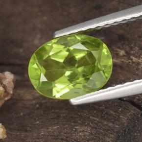 Light Lively Green Хризолит Камень - 1.4ct Фасетный Овал (ID: 484356)