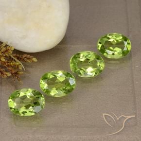 5.26 ctw Green Peridot Stones, Natural Peridot in Oval Facet Shape for Sale