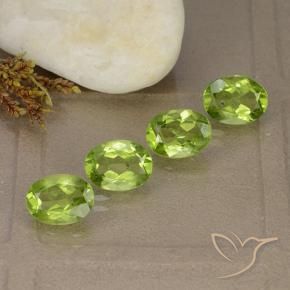 5.50 ctw Green Peridot Stones, Natural Peridot in Oval Facet Shape for Sale