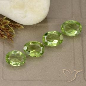 4.15 ctw Green Peridot Stones, Natural Peridot in Oval Facet Shape for Sale