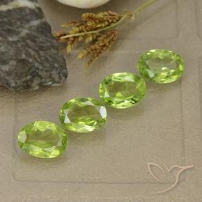 4.29 ctw Green Peridot Stones, Natural Peridot in Oval Facet Shape for Sale