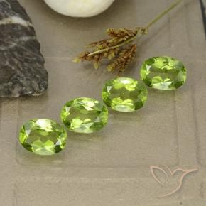 5.38 ctw Green Peridot Stones, Natural Peridot in Oval Facet Shape for Sale