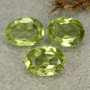 2.91 ctw Green Peridot Stones, Natural Peridot in Oval Facet Shape for Sale