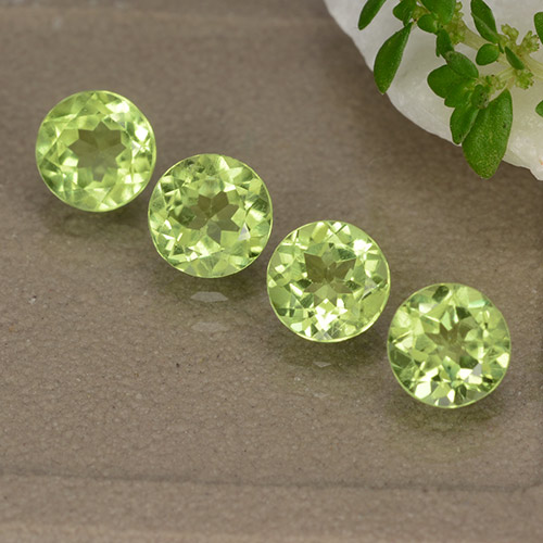 Verde claro medio Peridoto Gema - 0.5ct Faceta Redonda (ID: 489151)