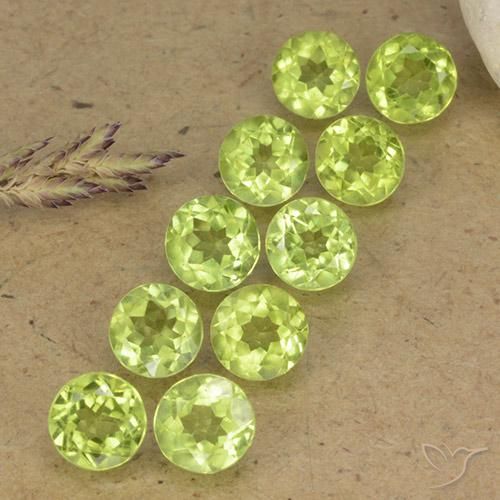 4.75ctw Natural Lime Green Peridot, Round, VVS-VS