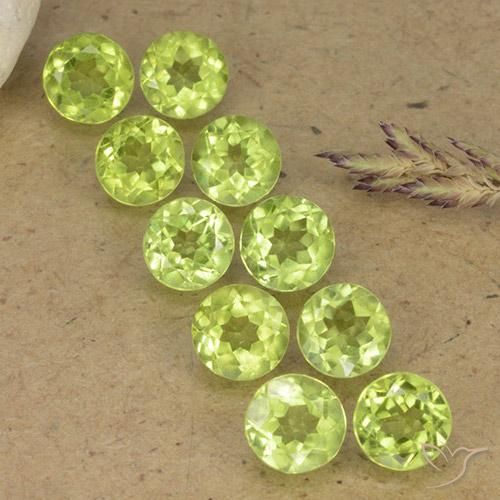 4.75 ctw Green Peridot Stones, Natural Peridot in Round Facet Shape for Sale