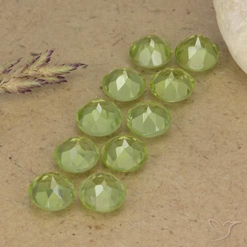Peridot Gemstones in 4.8 mm Size for Sale, Peridot Stones in Lime Green Color