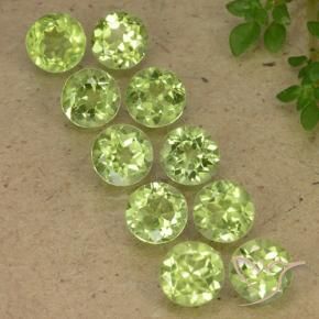 5.17 ctw Green Peridot Stones, Natural Peridot in Round Facet Shape for Sale
