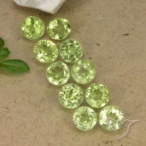 3.74 ctw Green Peridot Stones, Natural Peridot in Round Facet Shape for Sale