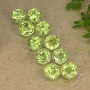 3.98 ctw Green Peridot Stones, Natural Peridot in Round Facet Shape for Sale