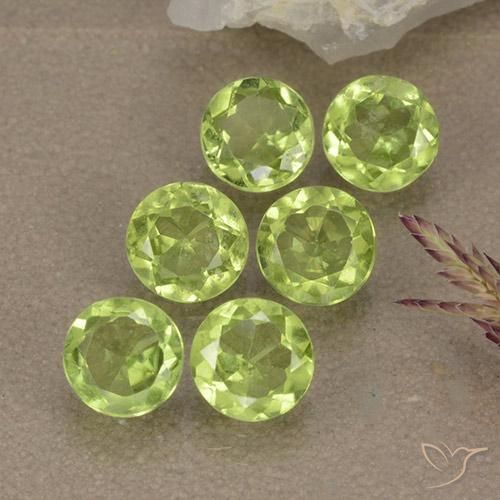 2.75 ctw Green Peridot Gemstones, Peridot Gems in Round Facet Shape for Sale.