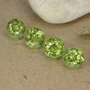 Verde vivo Peridoto Gema - 0.9ct Faceta Redonda (ID: 490429)