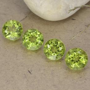 Light Green Peridot Gem - 0.9ct Round Facet (ID: 490437)