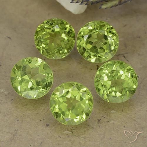 4.46 ctw Green Peridot Stones, Natural Peridot in Round Facet Shape for Sale