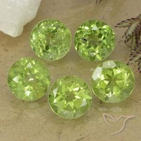 4.77 ctw Green Peridot Stones, Natural Peridot in Round Facet Shape for Sale