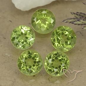 4.09 ctw Green Peridot Stones, Natural Peridot in Round Facet Shape for Sale