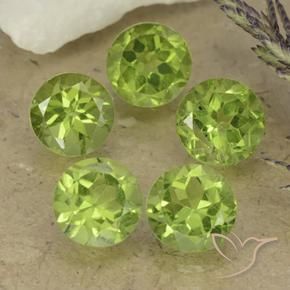 4.75 ctw Green Peridot Stones, Natural Peridot in Round Facet Shape for Sale