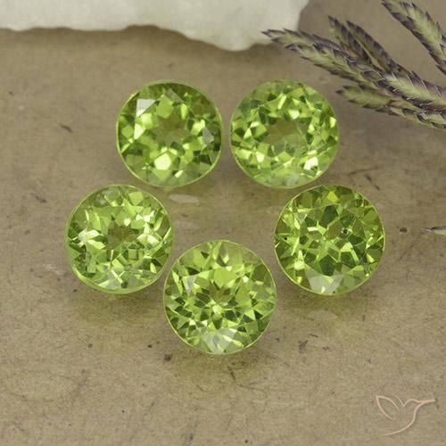 4.29 ctw Green Peridot Stones, Natural Peridot in Round Facet Shape for Sale