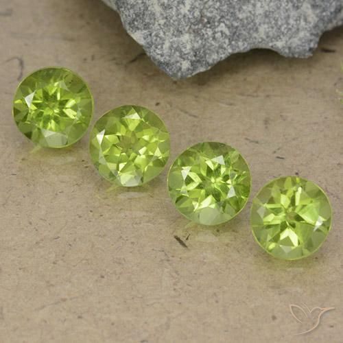 3.90 ctw Green Peridot Gemstones, Peridot Gems in Round Facet Shape for Sale.