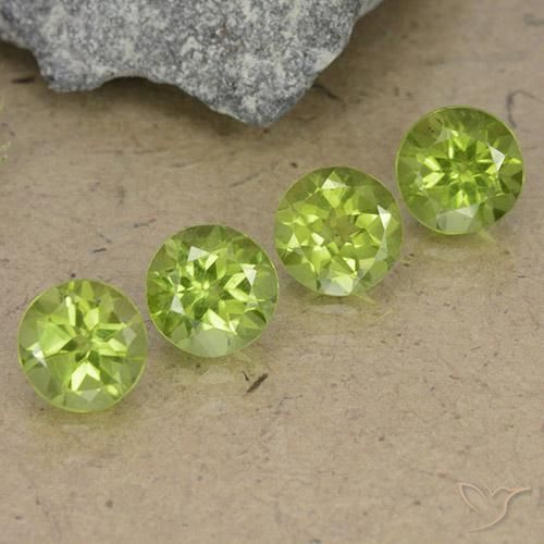 3.90 ctw Green Peridot Stones, Natural Peridot in Round Facet Shape for Sale
