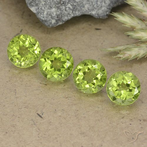 3.53 ctw Green Peridot Gemstones, Peridot Gems in Round Facet Shape for Sale.