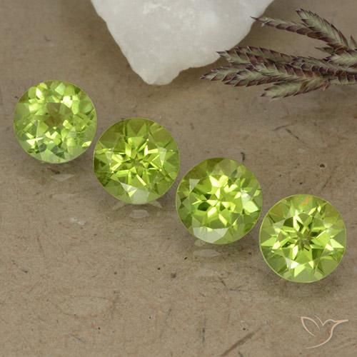 Yellowish Green Peridot Gem - 0.9ct Round Facet (ID: 490781)